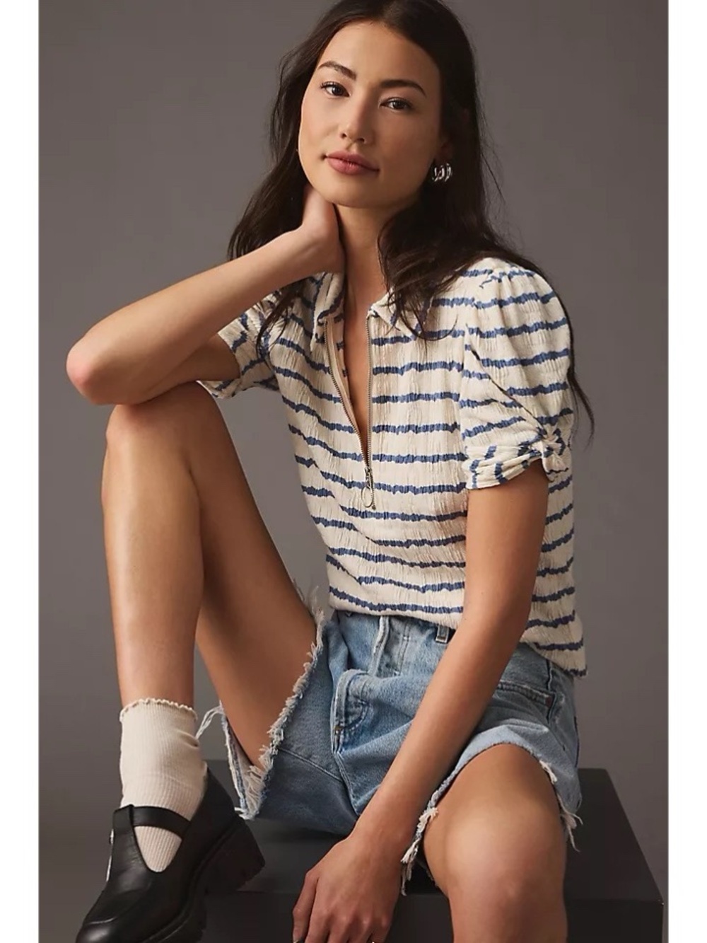anthropologie • maeve • twist sleeve polo